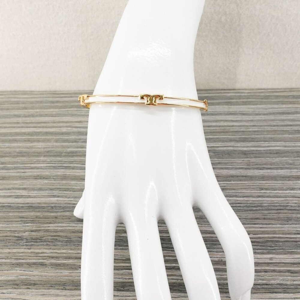 Tory Burch Serif-T Enameled Stackable Bracelet Ivory OS - Picture 7 of 14